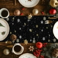 thumbnail image 2 of Black Christmas Snowman Cotton Linen Table Runner for Dining Kitchen, Winter Xmas Tree Snowflakes Wedding Outdoor Party Tablerunners Decoration, Dresser Scarf Coffee Tablecloth Runners 13x48 Inches, 2 of 9