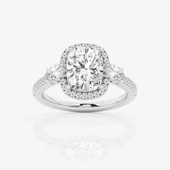 Vivid Jewel 14K Gold Plated Rings - 2 Ct Cushion Cut Moissanite Rings - Party Wear Moissanite Rings for Her - Engagement Wedding Prong Setting Ring for Women's - Bridal Ring Set for Women's