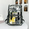 thumbnail image 4 of AKEGAMN Clearance! Plastic See Through Purses/Backpacks Flip Top PVC Transparent Backpack Stadium Compliant Clear Rucksack With Reinforced Straps Large Capacity TRANSPARENT BACKPACK:Transparent back, 4 of 8