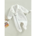 thumbnail image 3 of hirigin Baby Boy Girl Romper Long Sleeve Lapel Solid Color Zipper Casual Fall Spring Jumpsuit, 3 of 9