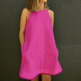 thumbnail image 2 of Summer Saving Wycnly Dresses for Women Plus Size Casual Solid Cotton Linen Tank Mini Dresses with Pocket Round Neck Sleeveless Plain Summer Short Formal Dress Hot Pink XL, 2 of 5