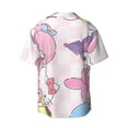 thumbnail image 6 of Lsque Sanrio print Men's Cuban Collar Short Sleeve Shirt Summer Beachwear Casual Button Down Fashionable Vacation Leisure Shirt-4X-Large, 6 of 7
