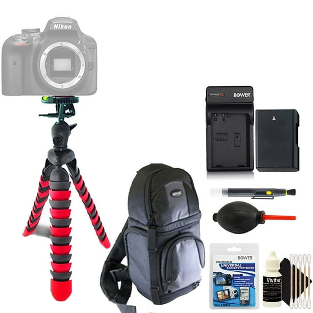 Trípode, batería y kit de limpieza para Nikon D3100 D3200 D5100