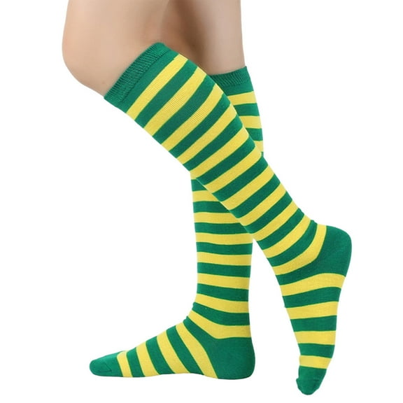 Colorful Stripe Knee Highs Socks for Women, Cosplay Stockings Halloween Costume Accessories Sporty Tube Socks
