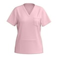 thumbnail image 5 of Nursing Uniforms Scrub Set for Women Clearance Short Sleeves Women Scrubs Tops Women's Solid Color Pocket Crew Neck Nurse Suit, 5 of 7