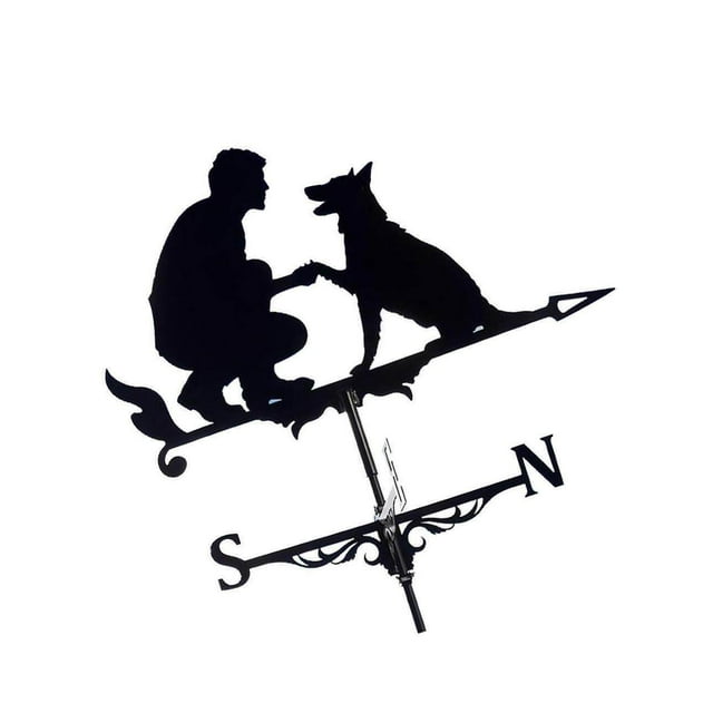 Letairis Weather Vane Farm Bracket Weathervane for yard roofs wind Farmhouse Durable Scene Man with Dog