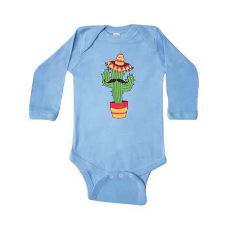 

Inktastic Cactus with a Mustache and Sombrero Cindo De Mayo Gift Baby Boy or Baby Girl Long Sleeve Bodysuit