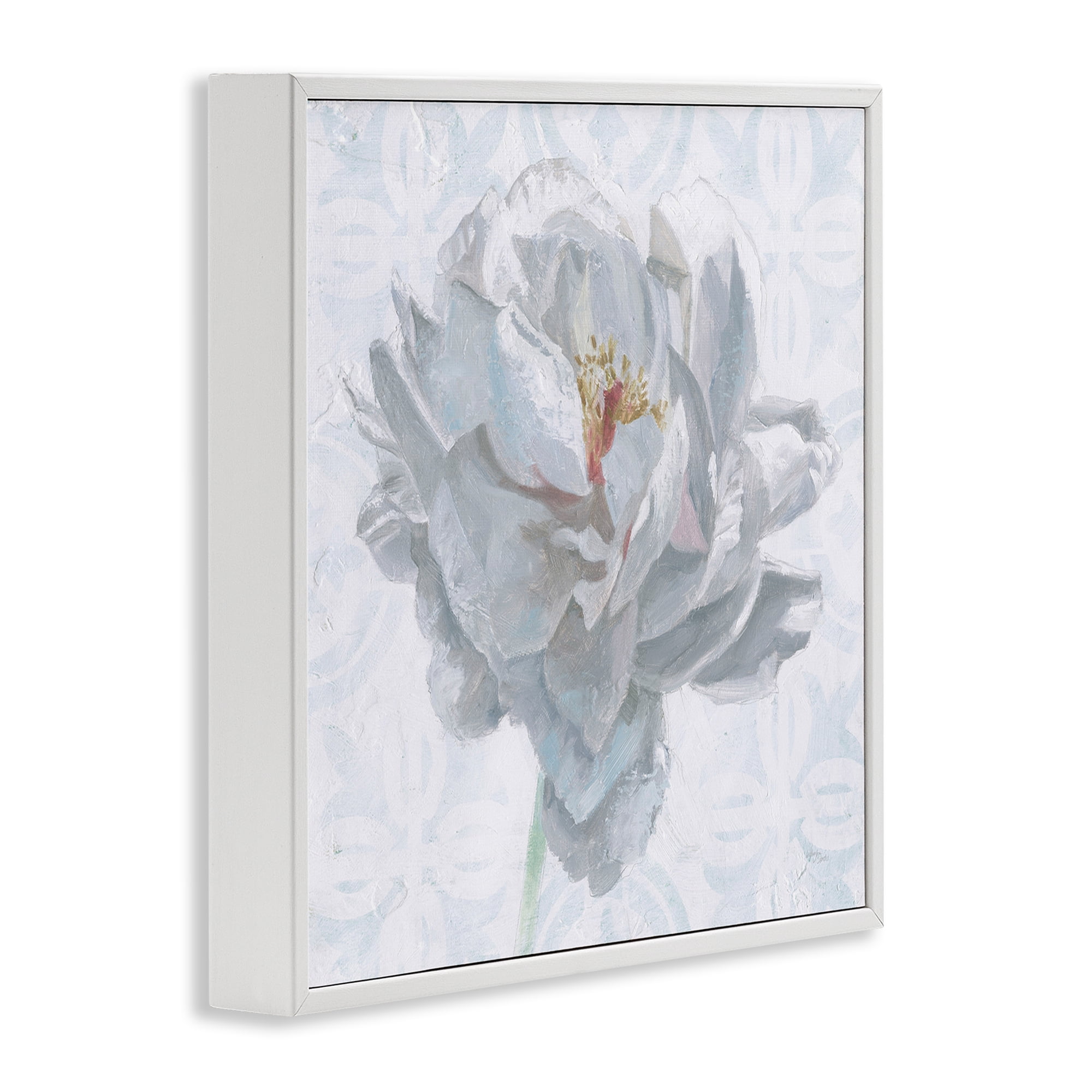 Stupell Industries White Sublime Peony Botanical & Floral Painting White Framed Art Print Wall Art, 12 x 12