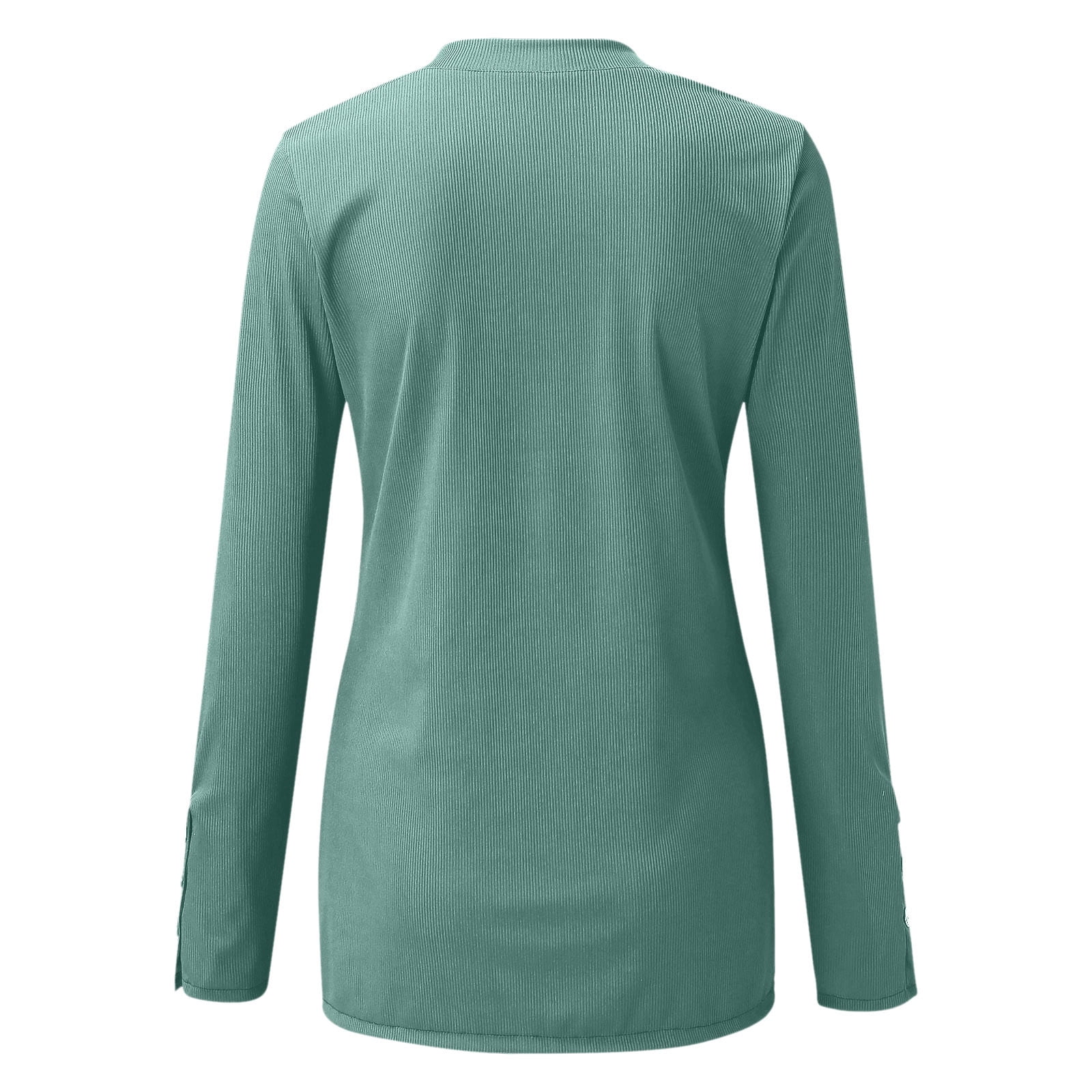 Green Women's Long Sleeve T-shirt, Women Long Sleeve Henley T Shirts Button Down Slim Fit Tops Scoop Neck Ribbed Knit Shirts,Women's Long sleeve T-shirt XXL