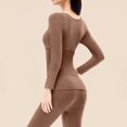 thumbnail image 7 of XRoczxe Women Textured Scoop Neck Thermal Underwear Set High Waist Tummy Control Soft Skin-Friendly Warm Slim Fit Long Sleeve Top & Pants Multi Solid Color Winter Base Layer Suit, 7 of 7