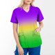 thumbnail image 2 of Tops de mujer de manga corta con cuello en V Tops uniforme de trabajo Tie-Dye gradiente Arco Iris estampado Floral con cuatro bolsillos blusa Pompotops  hkajfhjk463132, 2 of 6