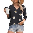 thumbnail image 7 of WRKEKC 3/4 Length Sleeve Womens Tops V Neck Plaid Print Loose Fit Comfortable Casual T-Shirts for Women, 7 of 7
