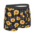 thumbnail image 3 of Daiia Royal Blue Plaid Sunflower Men's Underwear Boxer Briefs, Cotton Stretch Moisture-Wicking Underwear-XX-Large, 3 of 9