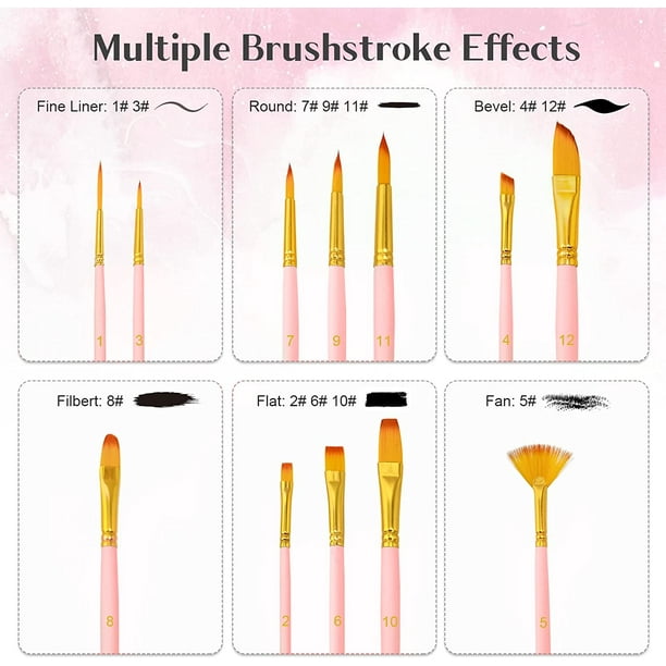 Pinceles Para Pintar Acrilico Juego De 12 Pinceles Planos Para