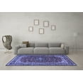 thumbnail image 3 of Ahgly Company Machine Washable Indoor Square Medallion Blue Traditional Area Rugs, 3' Square, 3 of 4
