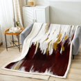 thumbnail image 2 of Burgundy Sherpa Blanket Ombre Abstract Art Blanket, Brush Marks Gradient Throw Blanket for Chair Contemporary Vintage Fleece Blanket, Watercolor Stripe Aesthetic Plush Blanket, 2 of 4