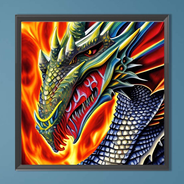 Cuadros Decorativos 5D bricolaje taladro redondo completo diamante pintura dragón Kit hogar arte decoración (ZQ194) Wdftyju embutido en tela