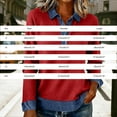 thumbnail image 3 of LIZUOJUNF Denim Shirt Casual Patchwork Waffle Knit Shirts Pullover Casual Loose Button Tops Button Collared Long Sleeve 2026 Summer Spring Outfits, 3 of 5