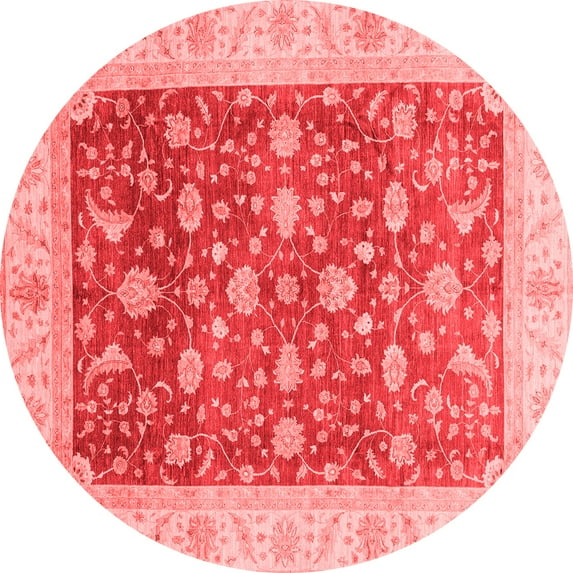 Ahgly Company Machine Washable Indoor Round Oriental Red Modern Area Rugs, 8' Round