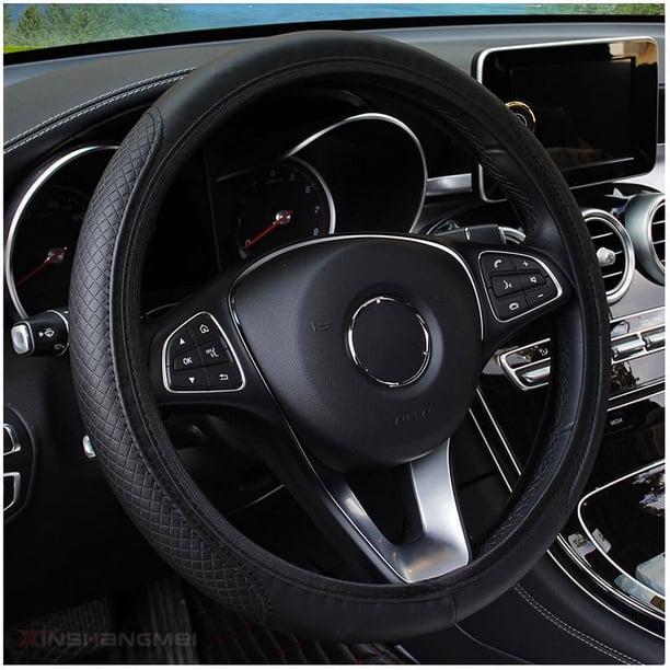 Funda para volante de coche, protector de volante de coche, diámetro 38 cm (15"), piel