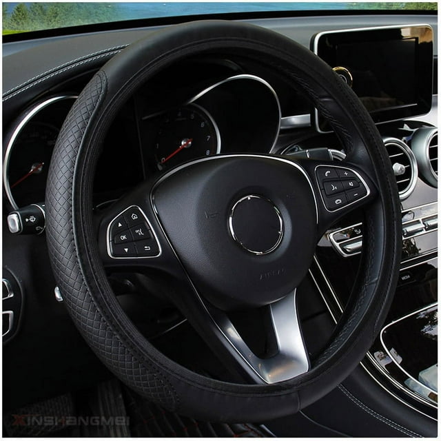 Funda para volante de coche, protector de volante de coche, diámetro 38 cm (15"), piel