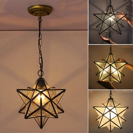 Indoor Hanging Light Fixtures Bestller 12'' Moravian Star Pendant Light Ceiling Hanging Drop Lighting Fixture for Kitchen Island Living Room Bedroom Hallway Decor ()