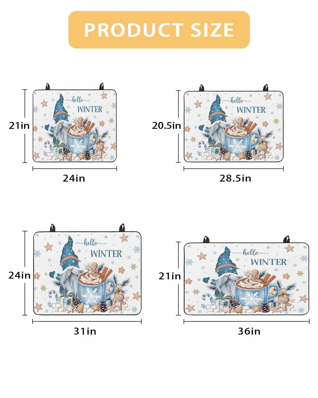 Large Induction Cooktop Protector Mat Blue Gnomes Christmas Stove Top Covers for Electric Stove, Xmas Gifts Snowflake Pine Cones Decorative Stove Burner Cover Mats, Glass Top Stove Cover