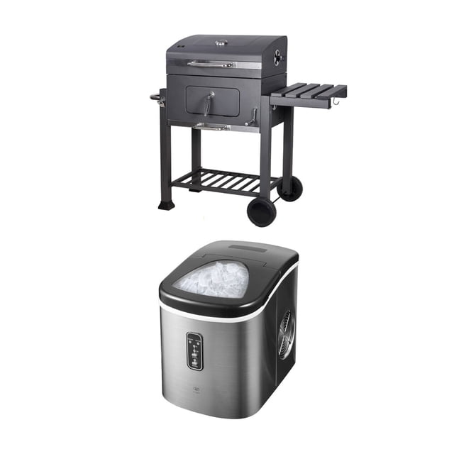 Combo Asador de carbón con elavador y Maquina para hielos de 700 g, AVERA, ACB03MH03