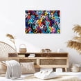 thumbnail image 4 of Living Room Graffiti Love Wall Art Colorful Heart Canvas Print Poster Banksy Street Pop Art Romantic Love Atmosphere Couple Bedroom Modern Wall Decor Framed Easy to Hang(30" W x 20" H，Framed), 4 of 10