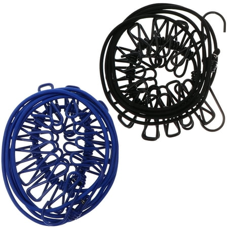 

2pcs 1.82m Outdoor Windproof Multifunctional Clothes Drying Ropes (Black + Blue)