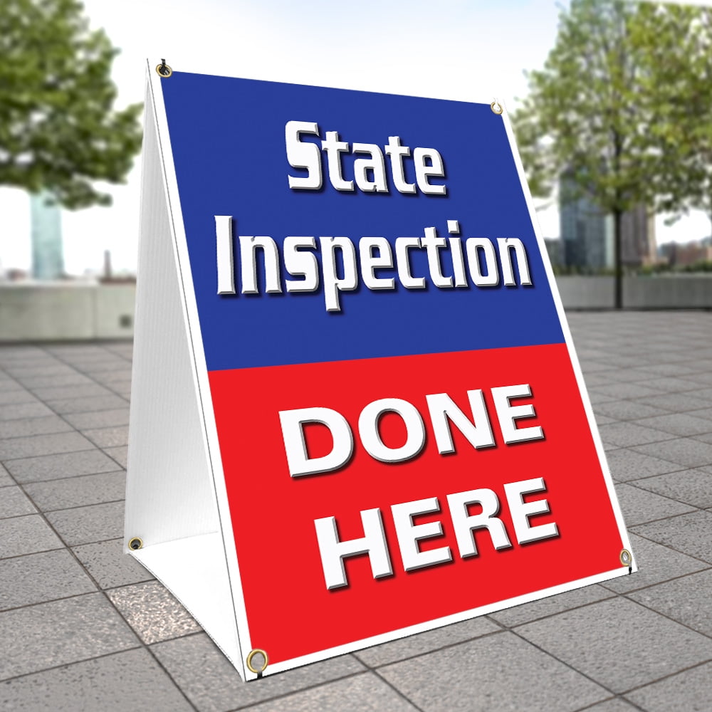 A-frame Sidewalk Sign State Inspection Done Here Double Sided Graphics 