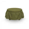 thumbnail image 3 of Vintage Ottoman Cover, Simple Exotic Borders, 2 Piece Slipcover Set with Ruffle Skirt for Square Round Cube Footstool Decorative Home Accent, Standard Size, Pistachio Green Brown, by Ambesonne, 3 of 5