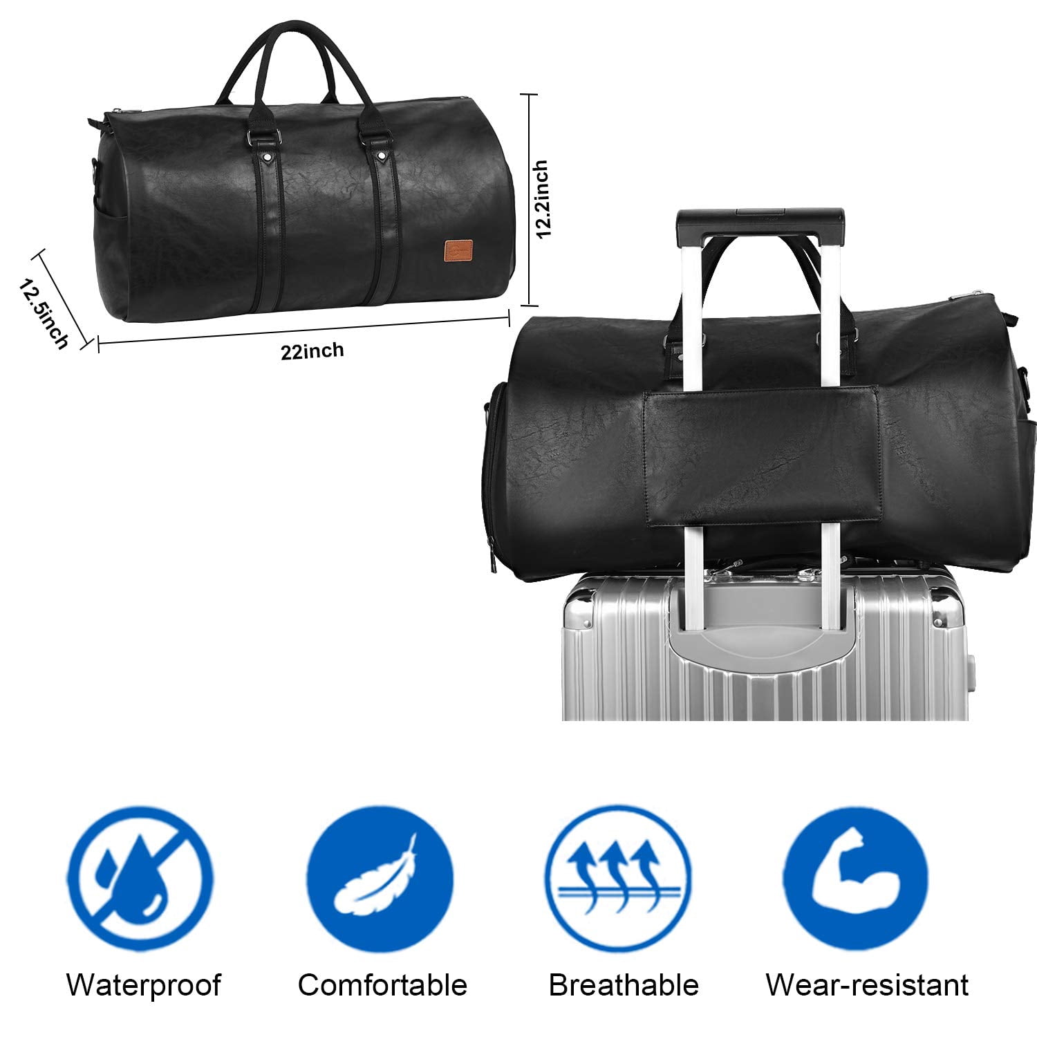 seyfocnia Convertible Travel Garment Bag,Carry on Garment Duffel Bag for Men Women - 2 in 1 Hanging Suitcase Suit Business Travel Bag