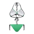 thumbnail image 2 of Uourmeti Green White Polka Dot Halter Triangle Bikini Set - Sexy Tie Side Two Piece Swimsuit for Beach Vacation & Pool Party, 2 of 9