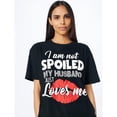 thumbnail image 1 of Lips & Letter Print Crew Neck T-Shirt, Casual Short Sleeve T-Shirt For Spring & Summer, Women's Clothing Tee For adult, Men, Women, Teen, Teenager, adolescent, Youth, 1 of 7