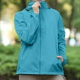 thumbnail image 2 of Arlun Oversized Zip up Rain Jackets for Women Lightweight Waterproof Windbreaker Hooded Raincoat 2025 Fashion Solid Color Packable Rain Outwear with Pockets Sky Blue XXXL, 2 of 5