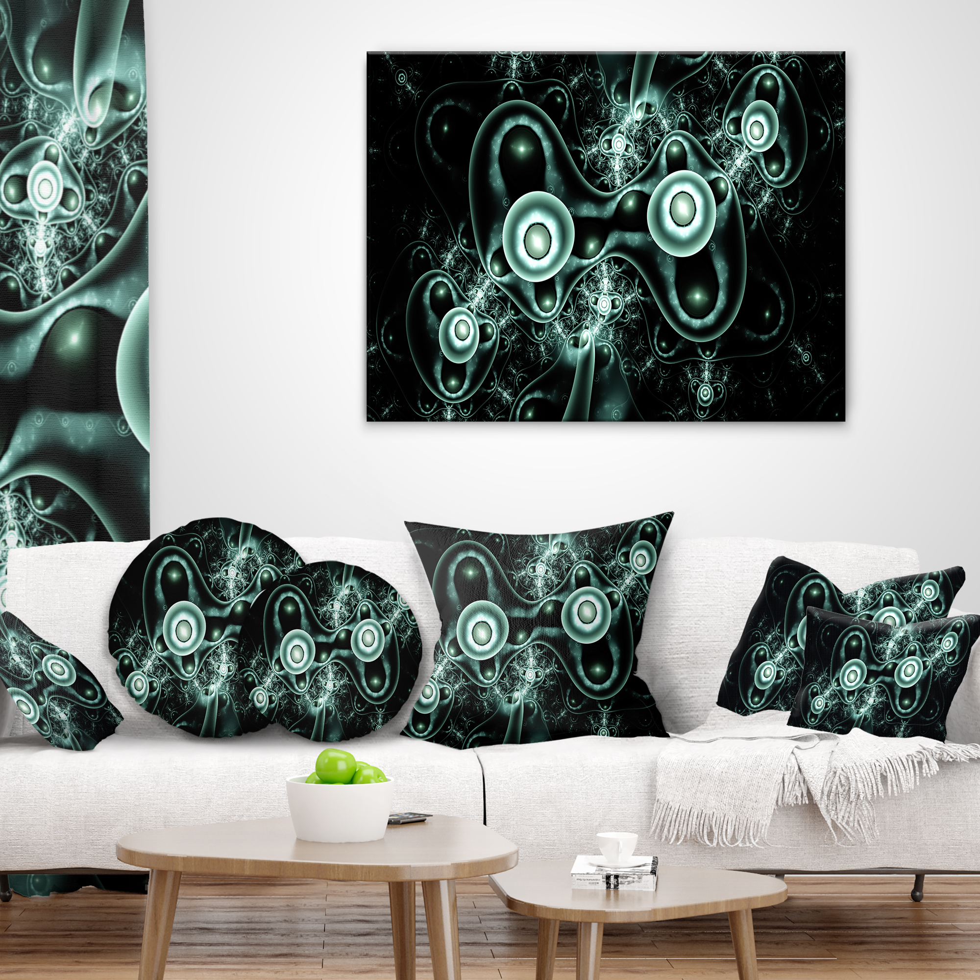 Designart Blue on Black 3D Surreal Design - Abstract Throw Pillow - 16x16