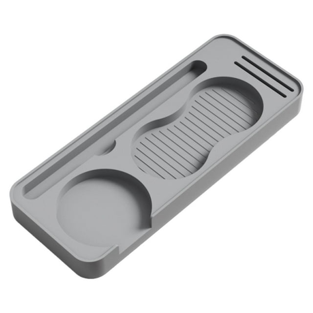 Tnarru Tapis de Compression en Silicone pour Café avec Rangement Résistant à la Chaleur Léger Polyvalent pour Porte-Filtre et Accessoires 24x9.4x2.2cm Gris
