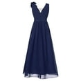 thumbnail image 4 of Yartina Kids Girls Chiffon Dress Ruched Junior Bridesmaid Dress A Line Swing Maxi Formal Pageant Prom Navy Blue 12, 4 of 7