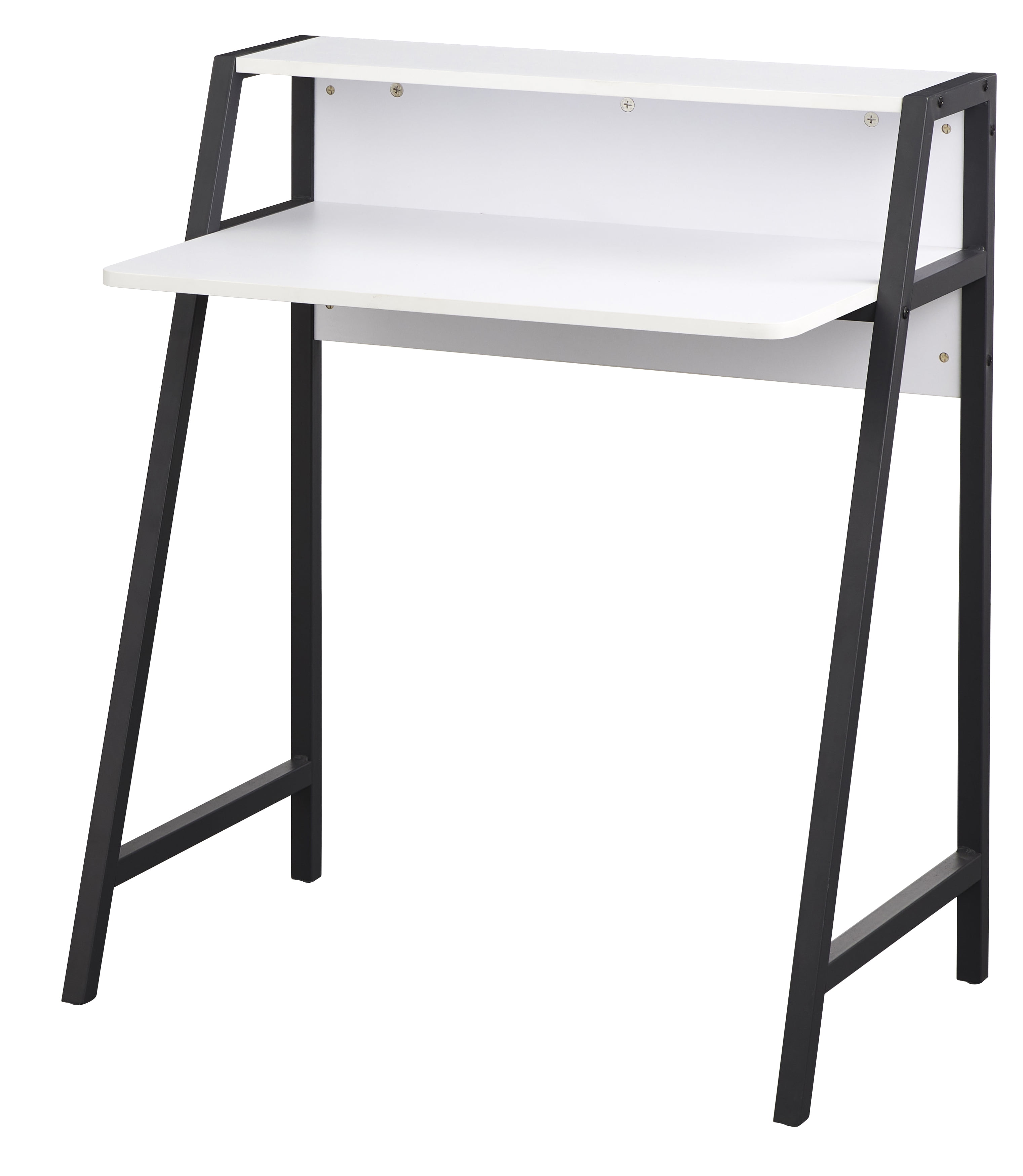 TMS Focus Metal Frame Kids Study Desk with Shelf, Two-Tone Black/White