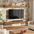 thumbnail image 2 of 74.8" Wood Fireplace Mantel Shelf, Wall Mounted Floating Shelves, Rustic Brown (Set of 3), 2 of 6