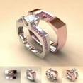 thumbnail image 4 of PULABO 2pcs His and Hers Wedding Ring Sets Couples Engagement Rings Women and Men 925 Sterling Silver AAA Cubic Zirconia 14 k Gold-Plated, 4 of 6