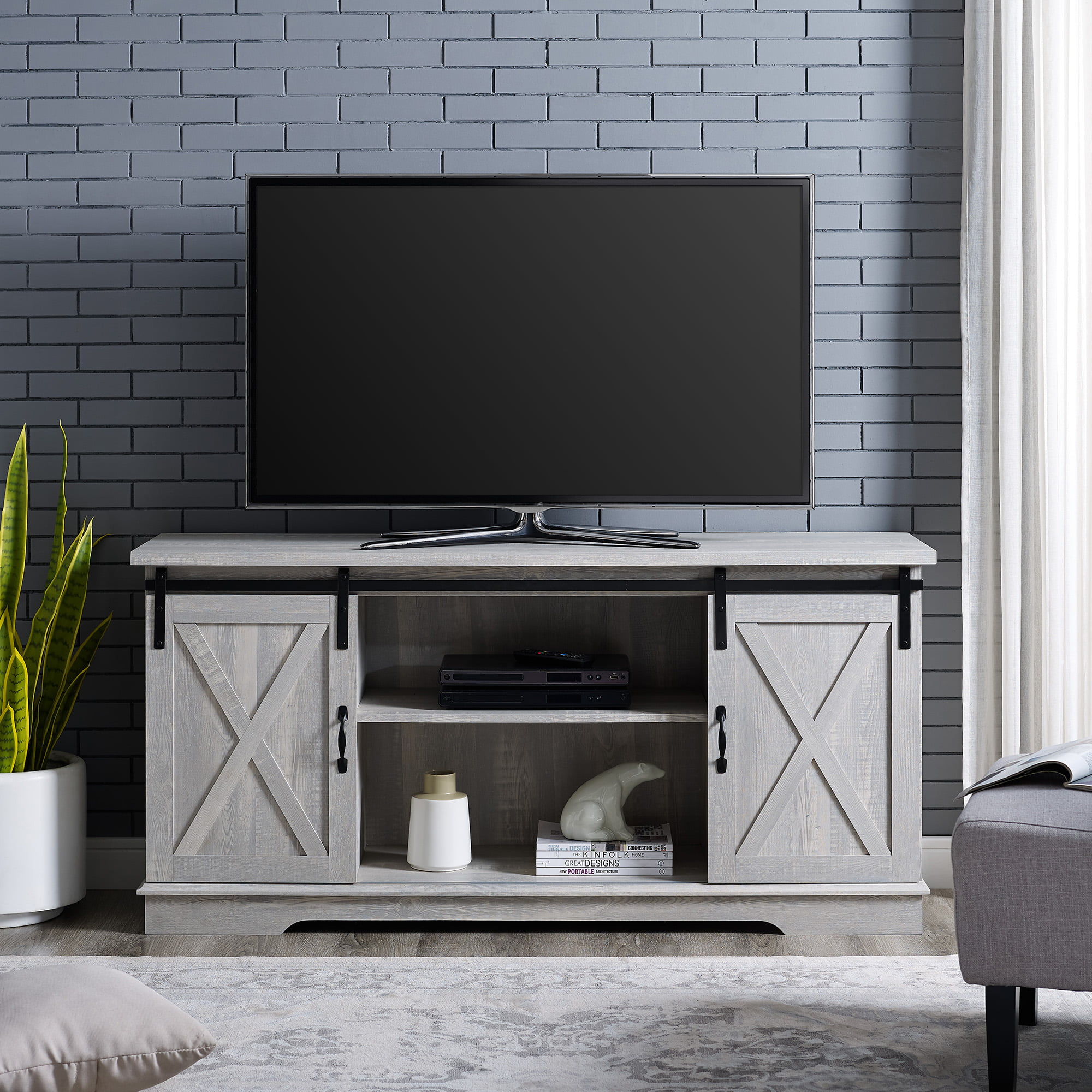 Grey Stone Topped Modern TV Unit Wide Drawer Storage Shelf Living Room Furniture 