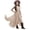 Beige, variant on Ruyang Summer Dresses for Teen Girls Ruffled Irregular Tie Waist Short Sleeve Dresses Summer Crewneck Solid Casual Maxi Dress