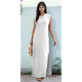 thumbnail image 6 of 2025 Women Summer Round Neck Casual Loose Split Wrinkle-Free Long Maxi Vacation Dress with Pockets, 6 of 9