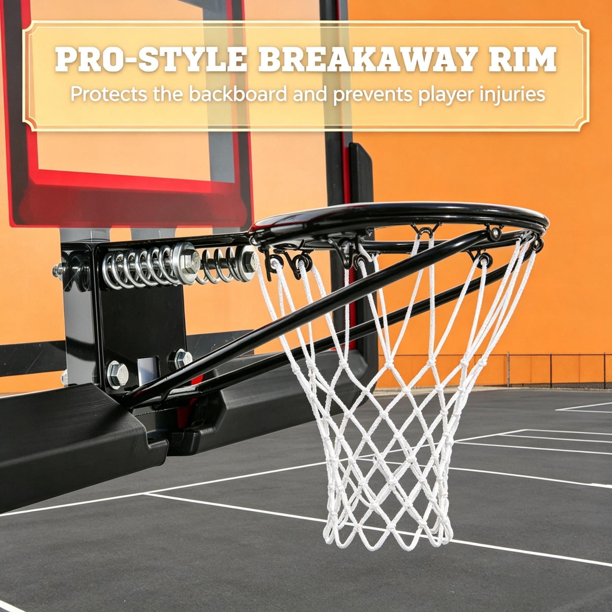 Wall Mount Basketball Hoop with Shatterproof Backboard and Steel Rim