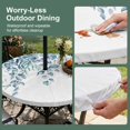thumbnail image 5 of Round Outdoor Tablecloth with Umbrella Hole and Zipper, Eucalyptus Leaves Tablecloth with Elastic Waterproof, Light Blue Summer Botanical Weeping Patio Table Covers for 55" - 60" Picnic Pool Tables, 5 of 9