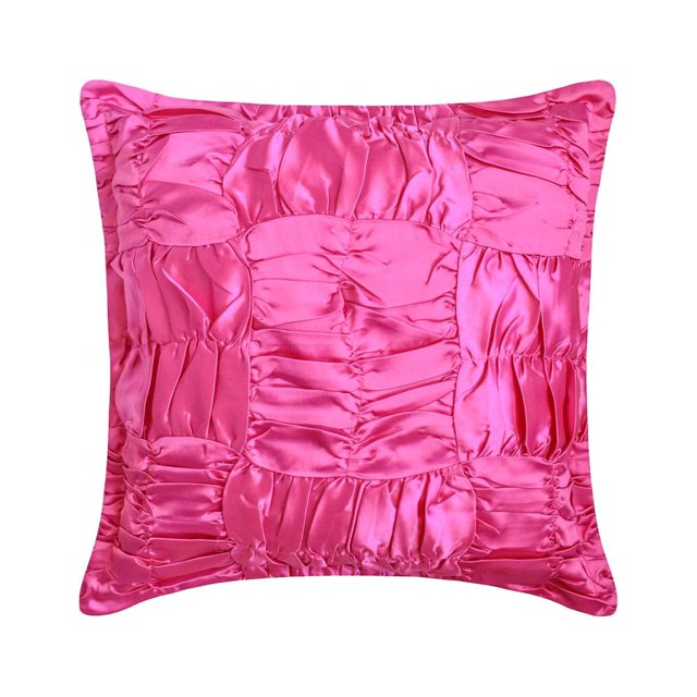 Housse de Coussin Décoratif, Housses de Coussin Décoratives Rose Vif de Designer 16x16 Pouces (40x40 cm), Housse de Coussin en Satin pour Canapé, Couleur Unie, Froncée, Texturée, Housses de Coussin Modernes - Rose Vif de Rêve