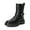 BLACK, variant on Women's Ankle Boots, Chunky Low Heel Short Boots with Buckle Strap and Side Zipper