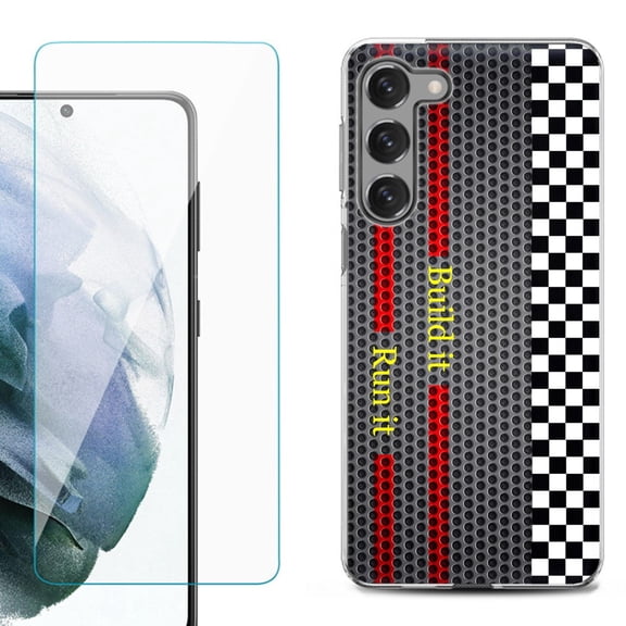 Shockproof Fashion Phone Case for Samsung Galaxy S23  / S23 Plus 5G, with Tempered Glass Screen Protector, by OneToughShield ® - Racing